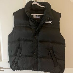 Black Nylon First Down Ski Winter Zipper Vest Jacket XL men’s oversized Model